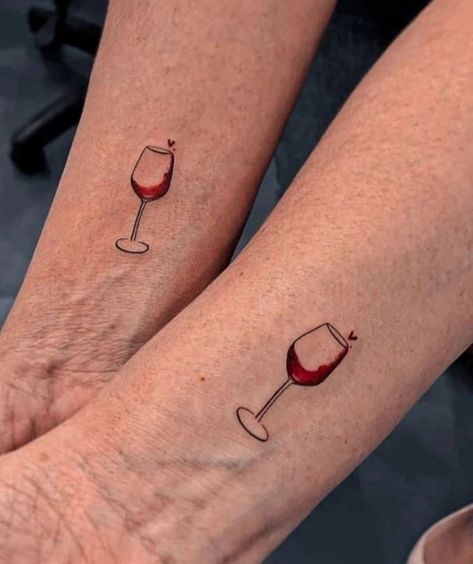 Wine Glass Tattoo, Wine Tattoo, Memorial Tattoo Ideas, Italy Tattoo, Cupid Tattoo, Glasses Tattoo, Matching Friend Tattoos, Food Tattoos, Mouthwatering Food