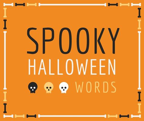 100 Spooky Halloween Words to Use in Hangman or Word Searches. Halloween is such a fun time of year, what with all the costumes, games, and (of course) candy! Here are 100 spooky Halloween words to use in games like charades, bingo, and taboo to help your children master their holiday vocabulary. Halloween Hangman, Hangman Words, Spooky Words, Halloween Vocabulary, Free Printable Word Searches, Halloween Word Search, Halloween Phrases, Halloween Symbols, Halloween Bingo