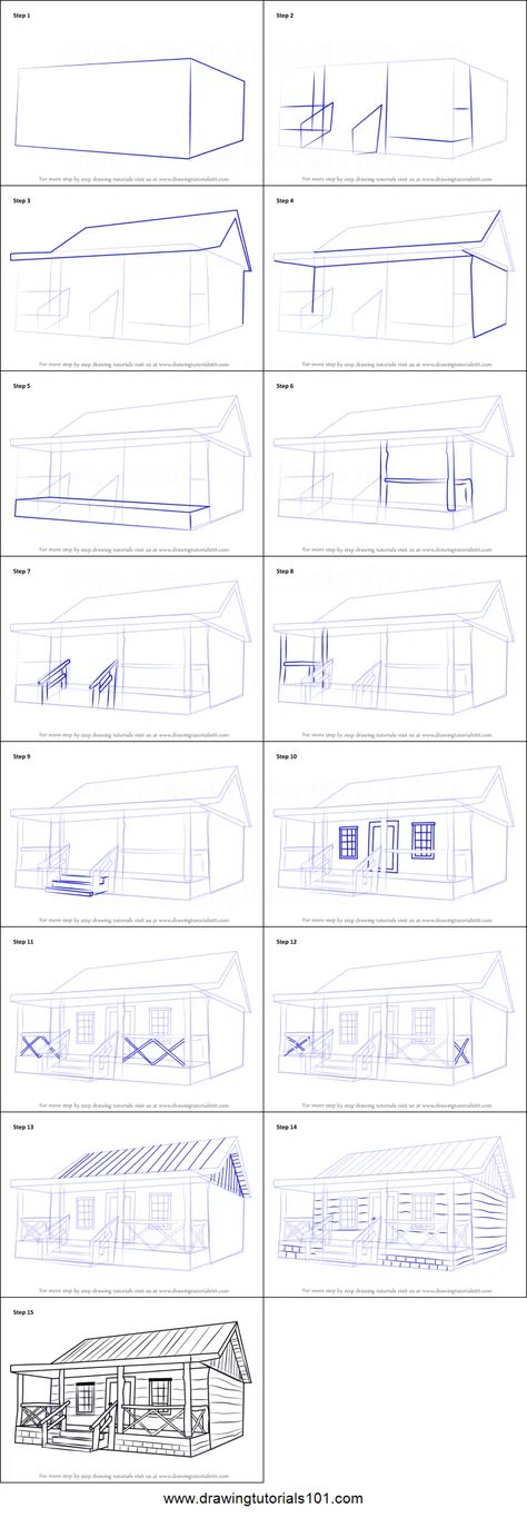 House Sketch Tutorial, How To Draw A Log Cabin Step By Step, Step By Step Architecture Drawing, Draw House Step By Step, How To Draw A Cabin Step By Step, Architecture Drawing Easy Simple, Step By Step House Drawing, Step By Step Drawing Buildings, Drawing Tutorial Landscape