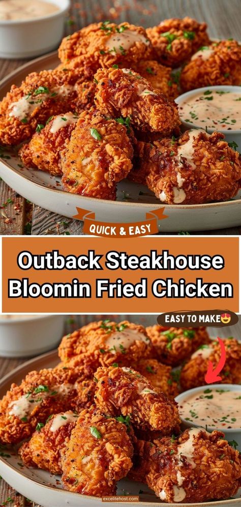 Surprise your taste buds with the Outback Steakhouse Bloomin Fried Chicken recipe. You can serve this chicken creamy and spicy with bloomin onion sauce. Blooming Onion Chicken Recipe, Outback Blooming Chicken Recipe, Blooming Onion Bread, Bloomin Onion Sauce, Fried Chicken Ingredients, Bloomin Onion, Chicken Receipes, Blooming Onion, Outback Steakhouse