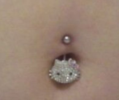 Hello Kitty Navel Piercing, Hello Kitty Belly Button Piercing, Under Tounge Piercing, Cute Birthmarks, Hello Kitty Belly Piercing, Hello Kitty Nose Piercing, Stomach Piercings, Blue Eyeshadow Looks, Belly Piercing Jewelry