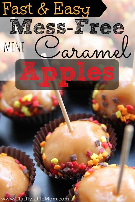 Fast & Easy Mess Free Mini Caramel Apples.  A few simple steps, a few ingredients.  No melting, no dipping!Made from ingredients provided to me at no charge by Chocoley gourmet chocolate. Caramel Candy Apples, Mini Candy Apples, Diy Wedding Food, Candied Apples, Gourmet Caramel Apples, Mini Caramel Apples, Candy Apple Recipe, Gourmet Apples, Fall Parties