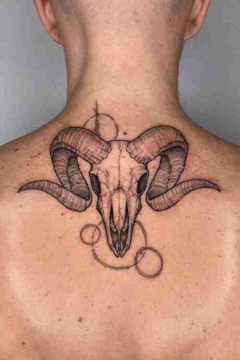 Ram Skull Back Tattoo, Goat Neck Tattoo, Lamb Skull Tattoo, Ox Skull Tattoo, Capricorn Skull Tattoo, Satanic Goat Skull Tattoo, Sheep Skull Tattoo, Goat Skull Tattoo Design, Ram Skull Tattoo Design