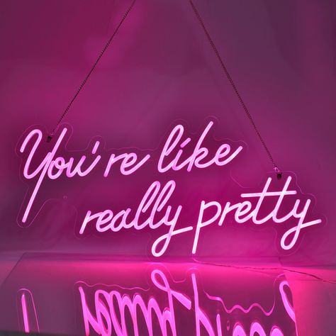 Signs For Engagement Party, Preppy Party Decorations, Signs For Party, Pink Neon Lights, Pink Widget, Youre Like Really Pretty, Party Neon, Neon Quotes, Theme Words