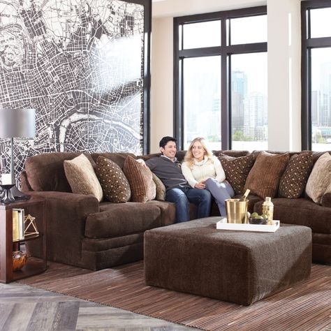 Brown Sectional Living Room, Brown Sectional, Sectional Couches, Sectional Sofas Living Room, Contemporary Pillows, 3 Piece Sectional, Furniture Market, Living Room Collections, Types Of Sofas