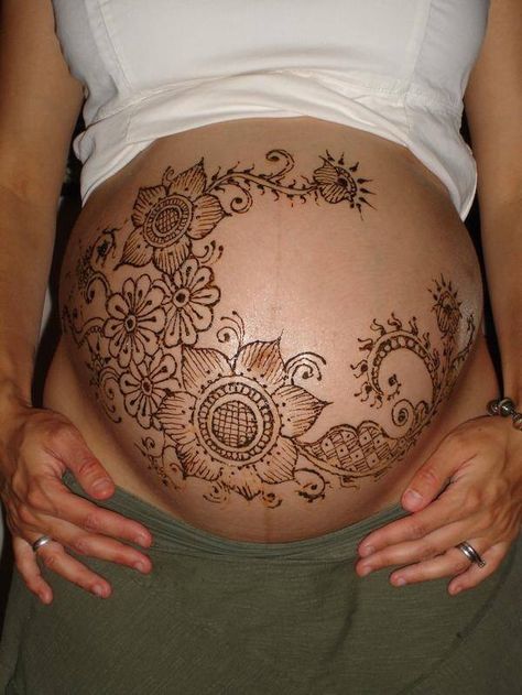 All belly Henna Designs Pregnant Belly, Henna Belly, Belly Cast Decorating, Belly Henna, Tummy Tattoo, Pregnant Belly Painting, List Of Food, Henna Kit, Belly Art