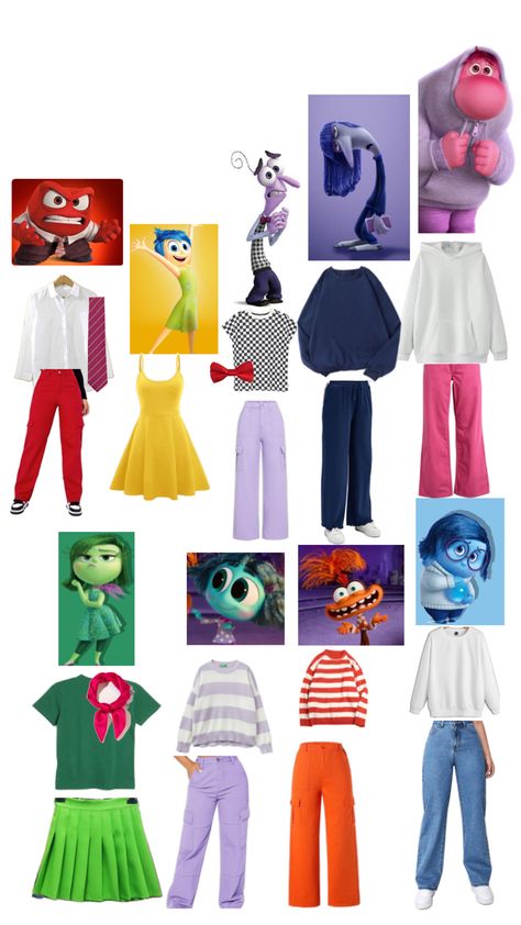 Inside Our Halloween Costume, Monsters Inc Boo Halloween Costume, Inside Out Two Halloween Costumes, Inside Out Characters Halloween Costume, Inside Out Characters Halloween, Emotions Halloween Costume, Inside Out 2 Characters Costumes, Inside Out Costume Ideas Diy, Disney Vs Pixar Spirit Week