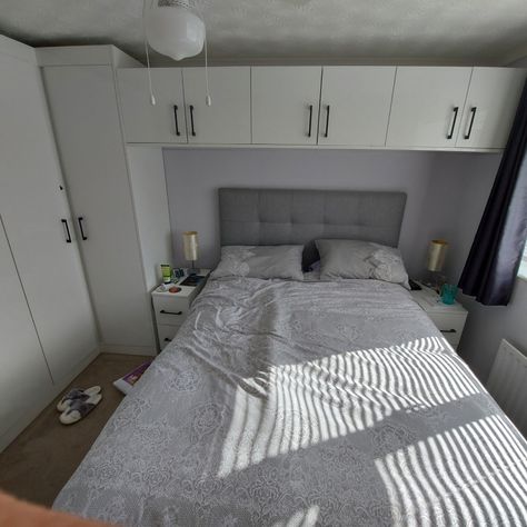 See Real Customer Photos Of Our Overbed Wardrobes Overhead Cupboards Bedroom, Overbed Wardrobe, Fitted Bedroom Furniture, Bedroom Aesthetics, Bedroom Cupboards, Over The Bed, Fitted Wardrobes, House Bedroom, Grey Bedroom