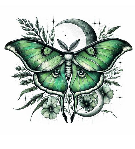 Lunar Moth Tattoo, Luna Moth Tattoo, Moth Tattoo Design, Insect Tattoo, Moon Moth, Moth Art, Chest Piece Tattoos, Moth Tattoo, Ink Inspiration