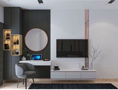 Contemporary Study Table, Small Flat Interior, 5star Hotel, Tv Dresser, Bedroom Tv Unit Design, Dresser Unit, Modular Bedroom, Tv Unit Bedroom, Dressing Unit