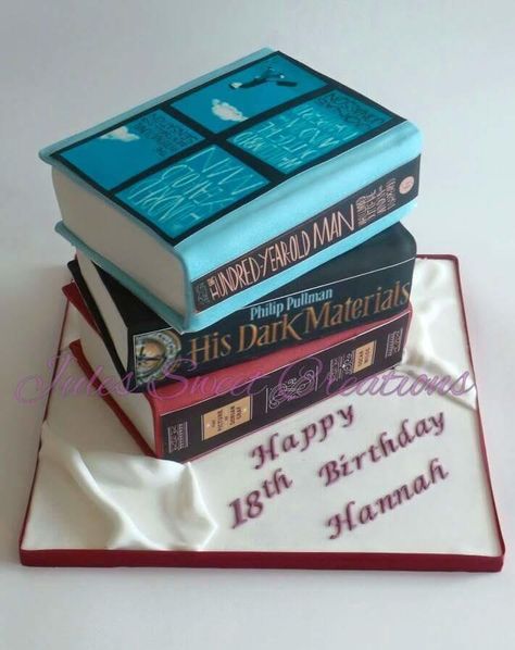 Bookworm Cakes, Stacked Book Cake, Books Cake, Book Pile, Book Cakes, 21st Cake, Stacked Books, Book Cake, 18th Birthday Party