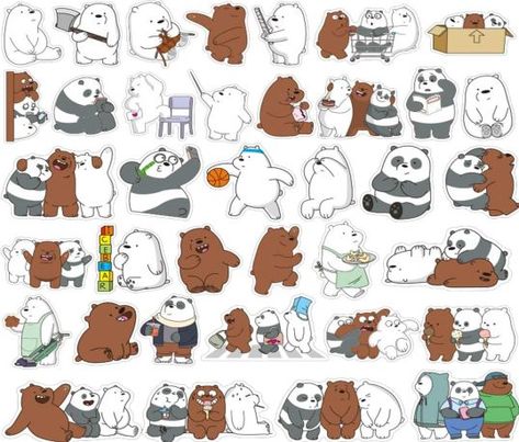 We Bare Bears Stickers, Bare Bears Stickers, Bears Stickers, Luggage Decoration, Cute Small Drawings, Retro Wallpaper Iphone, Doodle Art Journals, We Bear, Small Drawings