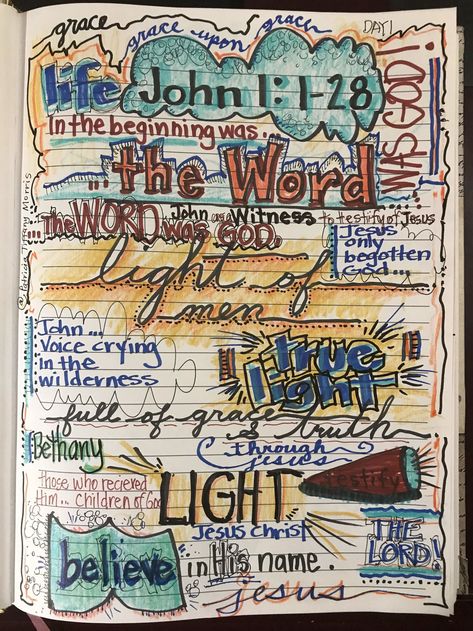 John 1 Bible Journaling, John Chapter 1 Bible Journaling, Bible Journaling John, Visual Art Journal, John Chapter 1, Bible Study Journaling, Scripture Lettering, Bible Journaling Printables, Inductive Bible Study