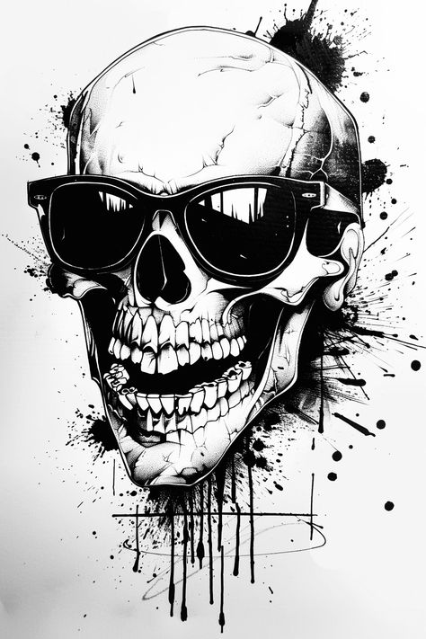 "Smiling Skull Sunglasses Tattoo" combines edgy style with whimsy, featuring DOTTED details around the skull. This design injects personality into the classic skull motif, adding a touch of humor with sunglasses. Explore the fusion of boldness and playfulness as ink meets artistry. Elevate your tattoo collection with this unique and expressive design. 😊💀🕶️ #smiling #skull #sunglasses #tattoo #dotted #ink Smile Skull Tattoo, Smiling Skull Tattoo, Screaming Skull Tattoo, Candy Skull Tattoo For Men, Unique Skull Tattoos, Sunglasses Tattoo, Skull Sunglasses, Candy Skull Tattoo, Smiling Skull