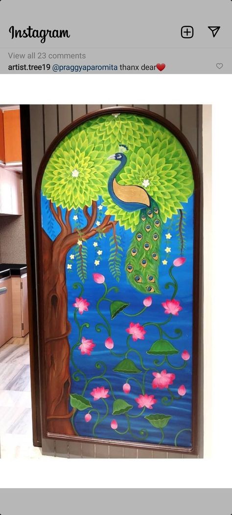 Peacock Pichwai Painting, Pichwai Paintings Peacock, Pichwai Peacock, Modern Pichwai Paintings, Morden Art, Pichwai Art, Gond Art, Gond Painting, Creative Wall Painting