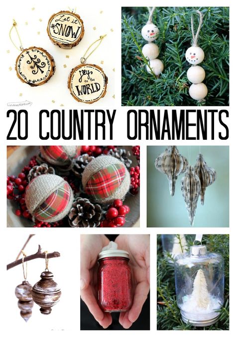 Country Christmas Decorations Diy, Rustic Christmas Crafts, Country Christmas Ornaments, Art Docent, Country Christmas Trees, Christmas Delights, Winter Holiday Crafts, Farmhouse Christmas Ornaments, Rustic Christmas Ornaments