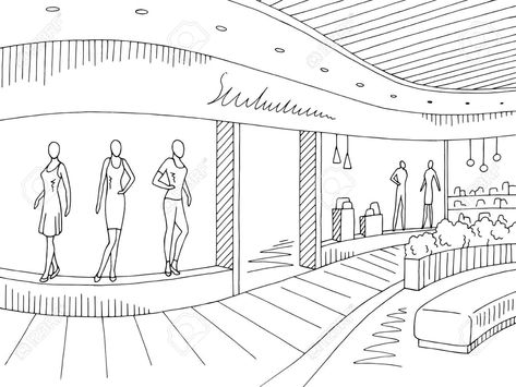 Atelier Interior Design, Shopping Mall Design, Store Plan, Interior Architecture Drawing, Scene Drawing, Floral Wallpaper Iphone, Mall Design, Interior Design Sketches, Boutique Interior Design