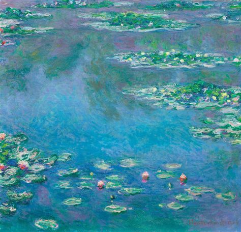 Water Lilies (1840–1926) by Claude Monet, Art Institute of Chicago. #waterlilies #monet #claudemonet #waterlillies #waterliliesmonet #monetseries #artinstituteofchicago #chicagoart #pond #waterplants #impressionist #impressionistart #art #paintings Monet Paintings Waterlilies, Waterlilies Monet, Art Heist, Notion Inspo, Claude Monet Art, Monet Water Lilies, Monet Art, Lotus Art, Chicago Art