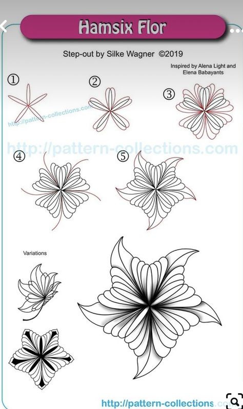 Zantangle Art, Easy Zentangle Patterns, Zentangle Flowers, Doodle Art Flowers, Zen Doodle Patterns, Zentangle Tutorial, Zentangle Artwork, Tangle Pattern, Tangle Doodle