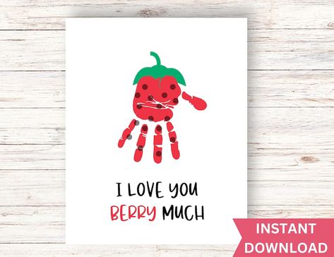 Mothers Day Handprint Art, Mothers Day Handprint, Craft Handprint, Baby Art Projects, Daycare Activities, Handprint Craft, Handprint Crafts, Cute Strawberry, Handprint Art