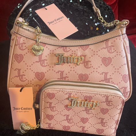 Juicy Couture Forever Dusty Blush W Gold Hardware And Wallet Double Zipper Beautiful Must Have Jn Your Collection See Pictures For Description Brand New W Tags Had It Come From Los Angeles California ; Please Posh People I Need To Sell Little More Because Keep In Mind Poshmark Keeps 15 Percent : Handbag Is 11 Inches Width : Pink Juicy Couture Bag, Juicy Couture Bags Handbags, Juicy Couture Aesthetic, Juicy Purse, Y2k Bags, Mcbling Fashion, Juicy Couture Bracelet, Dusty Blush