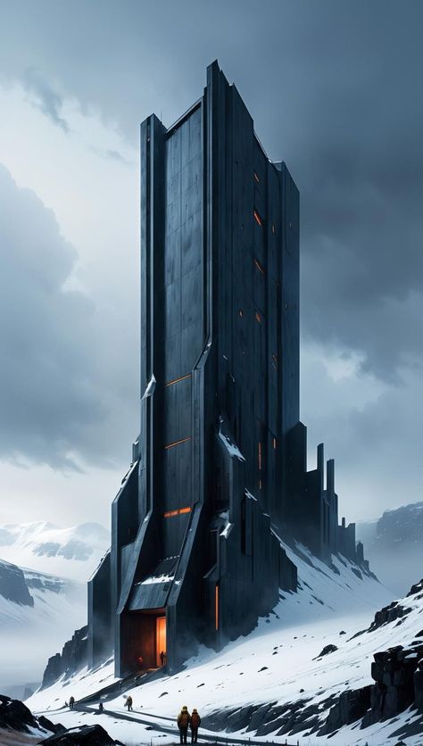 Apocalypse Landscape, Sci Fi Building, Sci Fi Landscape, Futuristic Building, House Interior Design Styles, Future Buildings, Space Phone Wallpaper, Rpg Map, Spaceship Art