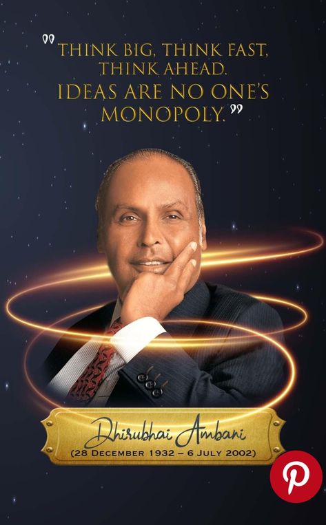 Businessman Dhirubhai Ambani, Think Fast, Think Big, Money Tips, Business Man, Money