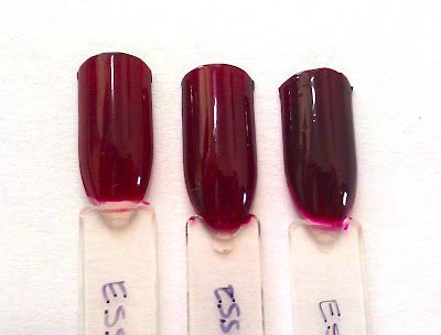 L-R: Essie Bordeaux, Essie Skirting the Issue, Essie Clutch Me If You Can (want all 3! esp Essie Bordeaux!) Essie Sole Mate, Dark Red Nails, Fall Nail Polish, La Nails, How To Do Nails, Red Nails, Essie, Bordeaux, Nail Colors