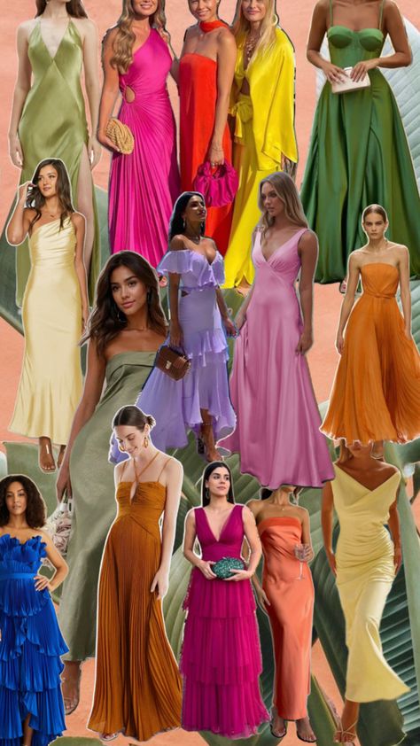 Bridesmaids Colors Summer, Summer Bridesmaids, Bm Dresses, Spring Attire, Marriage Dress, Dress Code Wedding, Wedding Spain, Bridesmaid Colors, Tuscan Wedding