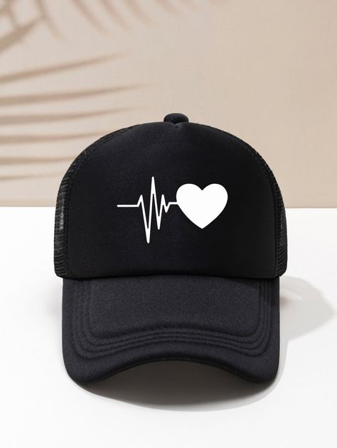 Black  Collar  Polyester   Embellished   Men Accessories Cute Black Cap, Cute Baseball Hats, Streetwear Caps, Fascinator Hats Diy, Men Fashion Photoshoot, Photography Business Cards Template, Heart Baseball, Diy Graduation Cap, Luxury Hats