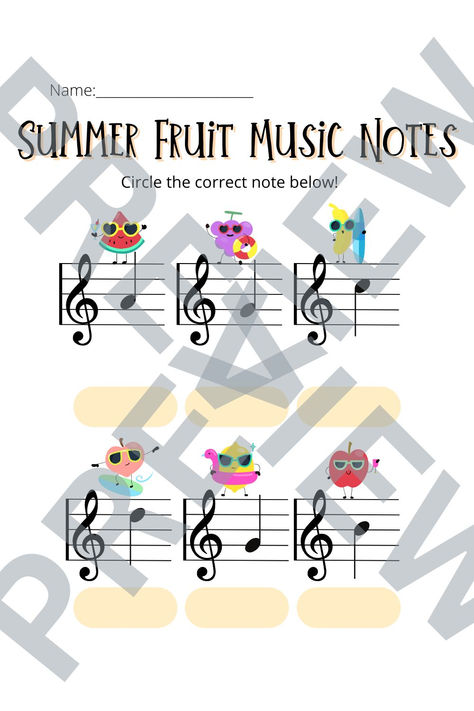 Summer Fruit G Major Position Treble Clef is a cute seasonal fruit-themed piano worksheet! This activity is great for students who are starting to learn G major position treble clef.      Simply have the student write the note name below.  I also have a bass clef version in my store as well!  Happy Teaching!! Piano Worksheets, Bass Clef, Seasonal Fruit, G Major, Esl Teachers, Music Class, Treble Clef, Fruit In Season, Student Writing