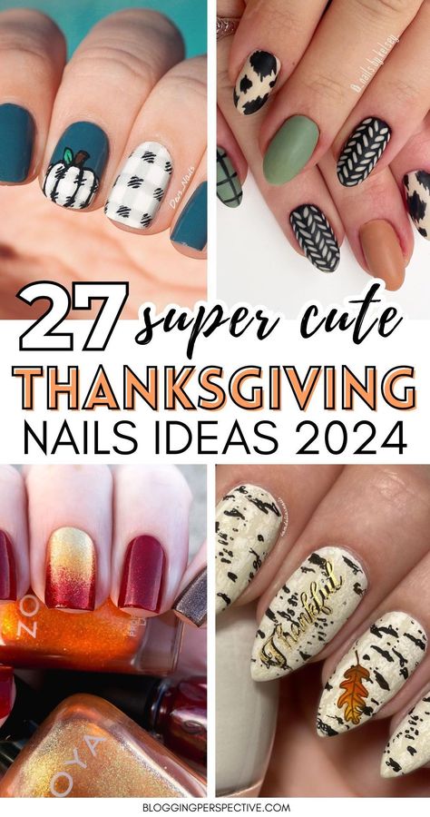 Explore 25 stunning short fall nail designs to keep your nails looking trendy this autumn. Get inspired with warm, cozy, and creative ideas for fall! Nails For Wine Country, Nail Designs For November Fall, Pretty Thanksgiving Nails, Thanksgiving To Christmas Nails, Pumpkin Plaid Nails, Thanksgiving Nail Art Designs Fall, Fall Nail Patterns, Thanksgiving Manicure Ideas, Scandinavian Nail Art