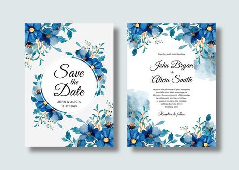 Wedding Cards Blue, Flower Invitation Card, Pink Floral Watercolor, Elegant Wedding Invitation Card, Best Wishes Card, Eucalyptus Wedding Invitation, Blue Watercolor Floral, Floral Wedding Invitation Card, School Images