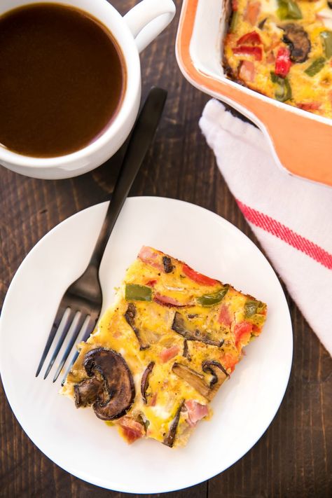 The Denver Omelet is a classic flavor combination and if I’m ordering breakfast it’s always a go-to! While I do love to make a traditional Denver Omelet for myself, this easy Baked Denver Omelet Breakfast Casserole recipe is great to serve a family. #holidaybrunch #breakfastcasserole #healthybreakfast Denver Omelet, Gluten Free Ham, Mini Peppers, Breakfast Casserole Recipe, Stuffed Mini Peppers, Breakfast Casserole Easy, Holiday Brunch, Paleo Whole 30, White Plate