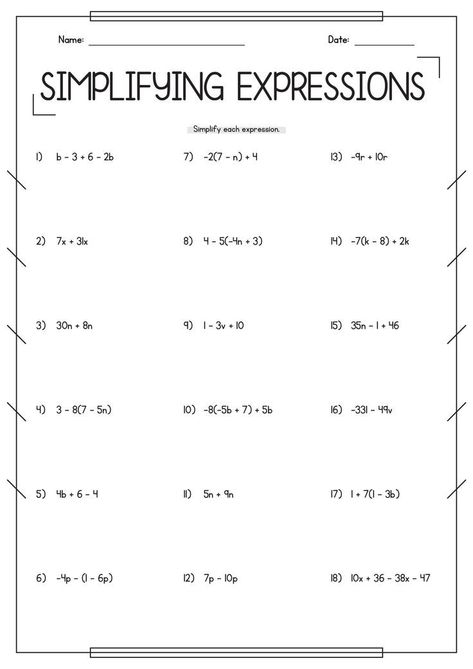 mathematics worksheets Simplify Algebraic Expressions, Algebraic Expressions Notes, Algebraic Expressions Worksheet, Simplify Expressions, Algebra Notes, Algebraic Expression, Simplifying Algebraic Expressions, Algebra Problems, Simplifying Expressions