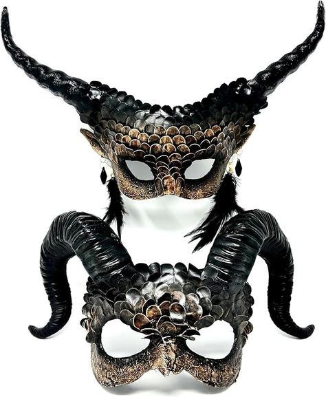 Amazon.com: STORM BUY Steampunk Couple Men & Women Horror Devil Spike Masquerade Mask For Halloween Cosplay Burning Man EDC Party (Couple Gold-3) : Clothing, Shoes & Jewelry Horned Masquerade Mask, Mens Fairy Costume, Steampunk Couple, Future Mask, Veil Mask, Masquerade Mask Costume, Horns Costume, Couples Masquerade Masks, Gothic Wedding Theme