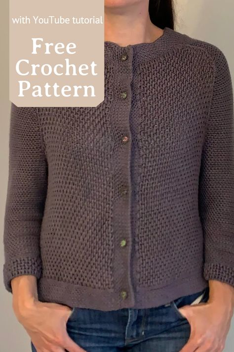 Basic Crochet Cardigan, Vintage Crochet Cardigan, Diy Crochet Cardigan Free Pattern, Crochet Summer Cardigan Pattern, Crochet Spring Patterns, Crochet Baby Cardigan Pattern, Farmhouse Studio, Aesthetic Crochet Patterns, Crocheted Sweaters