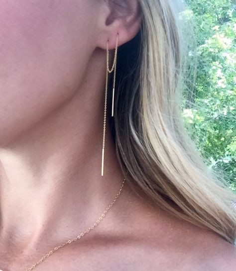 Mod Jewelry, Gold Body Chain, Silver Threader Earrings, Fashion Terms, Thread Earrings, Fancy Jewellery, Threader Earrings, Affordable Jewelry, Gold Jewelry Fashion