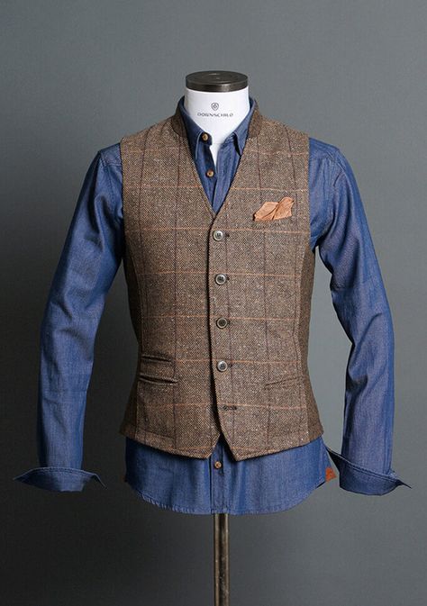 Man Vest, Men With Style, Older Mens Fashion, Men's Vests, Tweed Waistcoat, Tweed Vest, Waistcoat Men, Mens Suit Vest, Biker Lifestyle