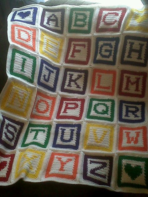 Hand Crafted Alphabet Afghan in Primary Colours by CozyKidsDesigns, $79.99 Crochet Alphabet Blanket, Crochet Alphabet, Crochet Letters, Blanket Afghan, Knitting Patterns Free Blanket, 4mm Crochet Hook, Primary Colours, Baby Afghan Crochet, Crochet Blocks