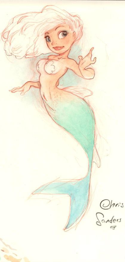 Chris Sanders Mermaid Sketch Kida Disney, Tomer Hanuka, Chris Sanders, Mermaid Sketch, Mermaid Pin, Otto Schmidt, Muppet Babies, Mermaid Tattoos, Mermaids And Mermen