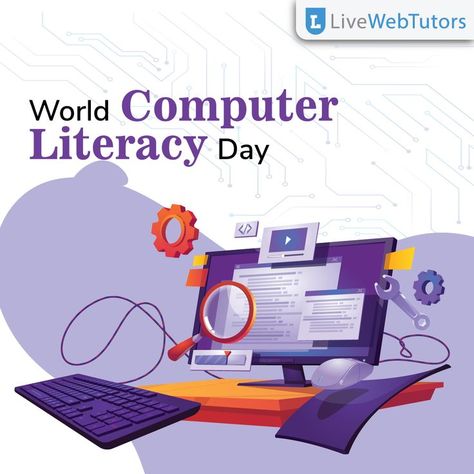 Computers are not only present, but also future, and without them, nothing would be possible. World Computer Literacy Day is today! #WorldComputerLiteracyDay #Techno #technology #computers World Computer Literacy Day, International Literacy Day, Computer Literacy, Literacy Day, Digital Literacy, Social Media Images, Creative Ads, Post Design, Writing Services