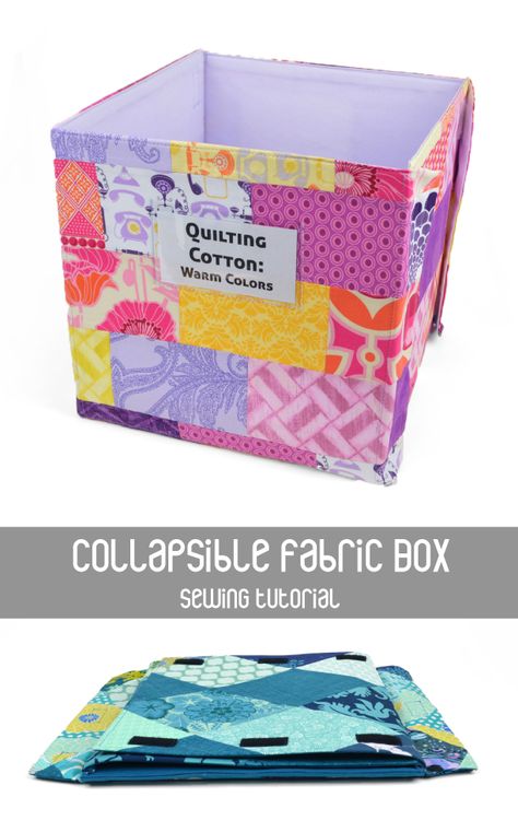 Fabric Boxes Diy, Diy Fabric Projects, Sewing Fabric Storage, Fabric Boxes Tutorial, Choly Knight, Sewing Project Ideas, Fabric Basket Tutorial, Fabric Storage Cubes, Fabric Box