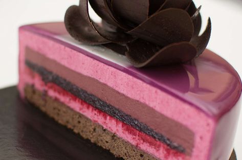 Blackcurrant & Chocolate Mousse Cake - Dessert School Coffee Mousse Cake Recipe, Black Currant Cake, Yogurt Mousse Cake, Chocolate Cake Images, White Chocolate Mousse Cake, Currant Cake, Cheesecake Mousse Recipe, Strawberry Mousse Cake, Chocolate Mousse Cake Recipe