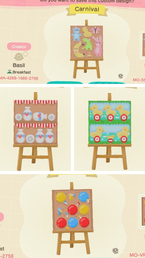 Animal Crossing Design Codes Carnival, Acnh Circus Design, Animal Crossing Carnival Codes, Acnh Circus Ideas, Acnh Shelf Code, Fair Animal Crossing, Animal Crossing Clowncore, Animal Crossing Carnival Path, Acnh Carnival Design Codes