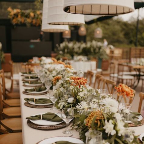 Burnt Orange And Green Table Decor, Sage Green And Terracotta Wedding Reception, Olive Green Theme Birthday Party, Rust Olive Green Wedding, Olive Green And Orange Wedding Theme, Terracotta Green Cream Wedding, Sage Green And Clay Wedding, Green Orange White Wedding, Green And Burnt Orange Wedding Decor