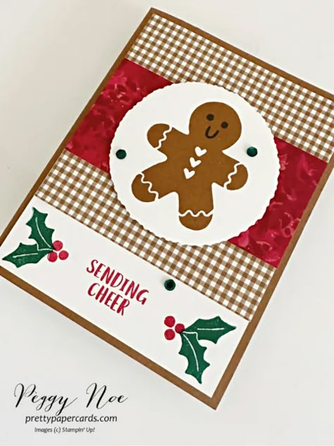 Gingerbread Men Christmas Cards, Gingerbread Man Christmas Card, Stampin Up Sending, Gingerbread Cards, Paper Card Ideas, Cheers Card, Su Christmas Cards, Create Christmas Cards, Gingerbread Man Christmas