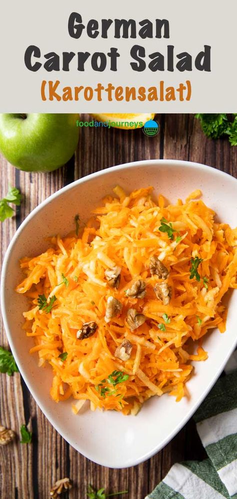 German Salads, German Side Dishes, German Food Authentic, Carrot Salad Recipes, Grilled Fish Recipes, Chicken Caesar Pasta Salad, Austrian Recipes, Fresh Salad Recipes, Carrot Salad