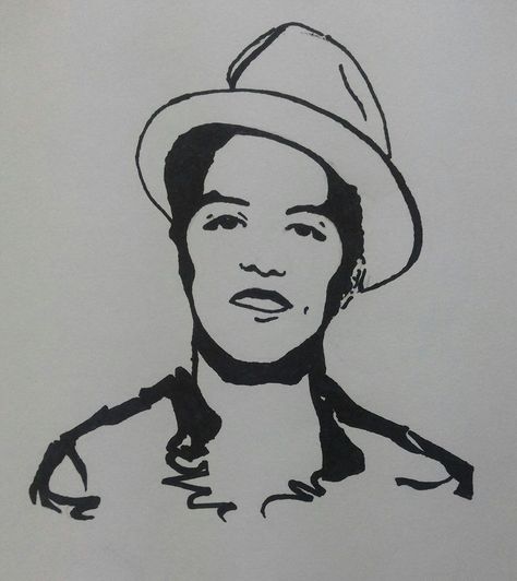 Bruno Mars Tattoo Ideas, Bruno Mars Painting, Bruno Mars Logo, Bruno Mars Tattoo, Bruno Mars Drawing, Bruno Mars Art, Mars Drawing, College Sketchbook, Bruno Mars Album