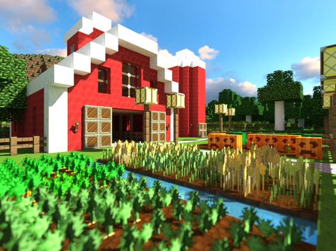 Barn Minecraft Farm House, Minecraft Diy Crafts, Minecraft Barn, Villa Minecraft, Minecraft Structures, Minecraft Farm, Diy Minecraft, Cool Minecraft Houses, Cute Minecraft Houses